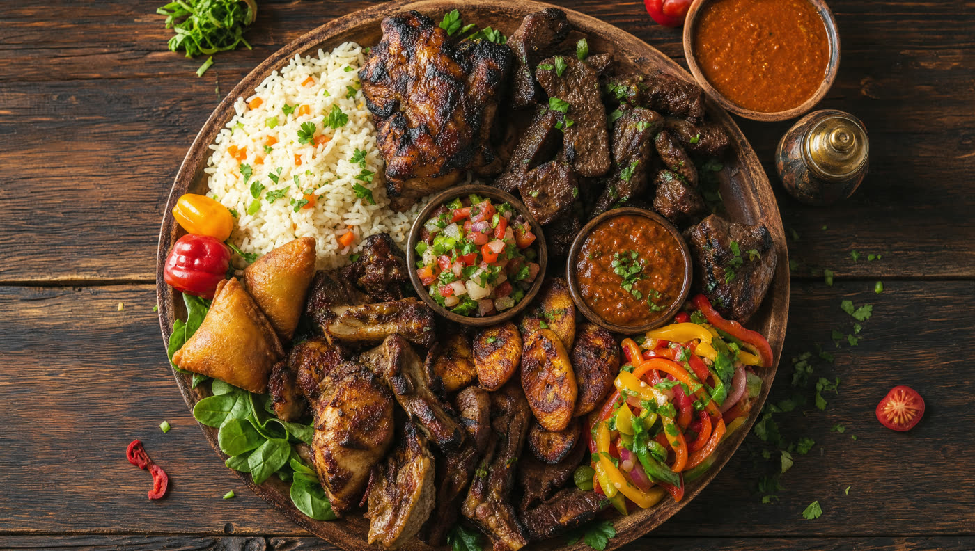 A vibrant African feast, beautifully plated